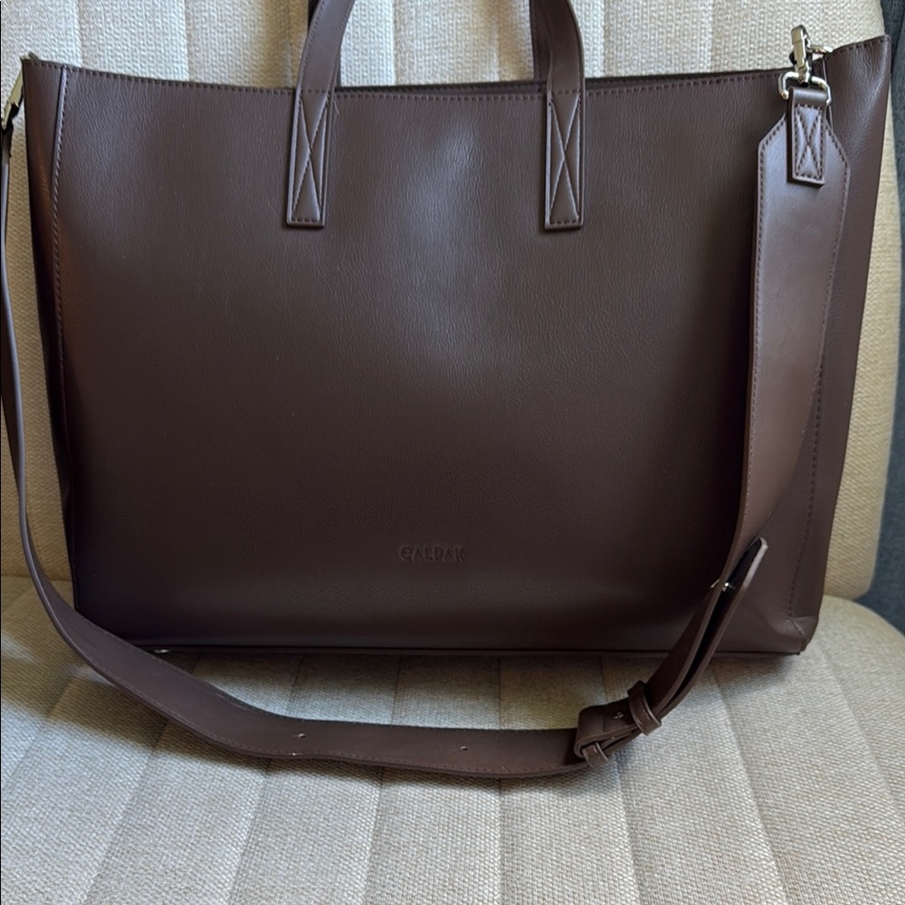 Calpak Brown Leather Laptop Bag